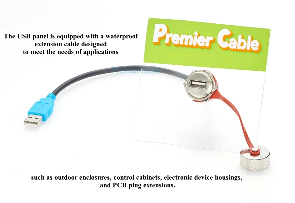 Wasserdichtes USB 2.0-Kabel, IP67 Panelmontage Metall-A-Buchse auf Standard-A-Stecker Datenübertragungskabel mit Kappe – Detail 5