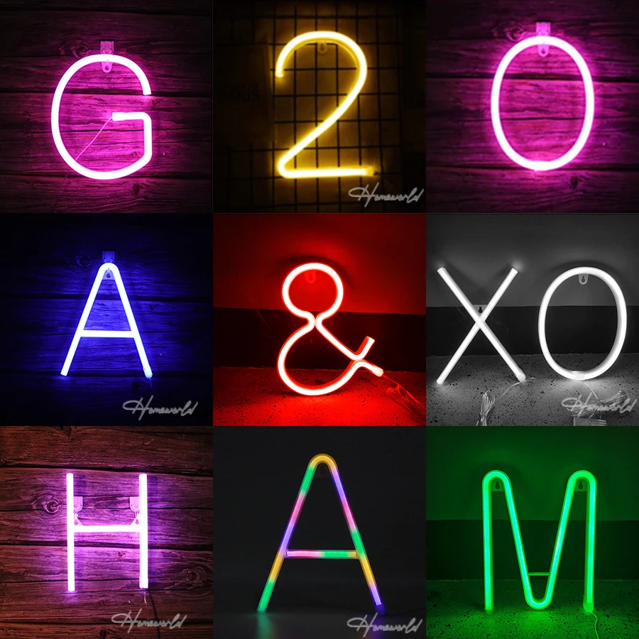 anso Lampada decorativa a LED con lettere dell'alfabeto e numeri, per casa, feste di compleanno, eventi, luci notturne, 22 cm (2