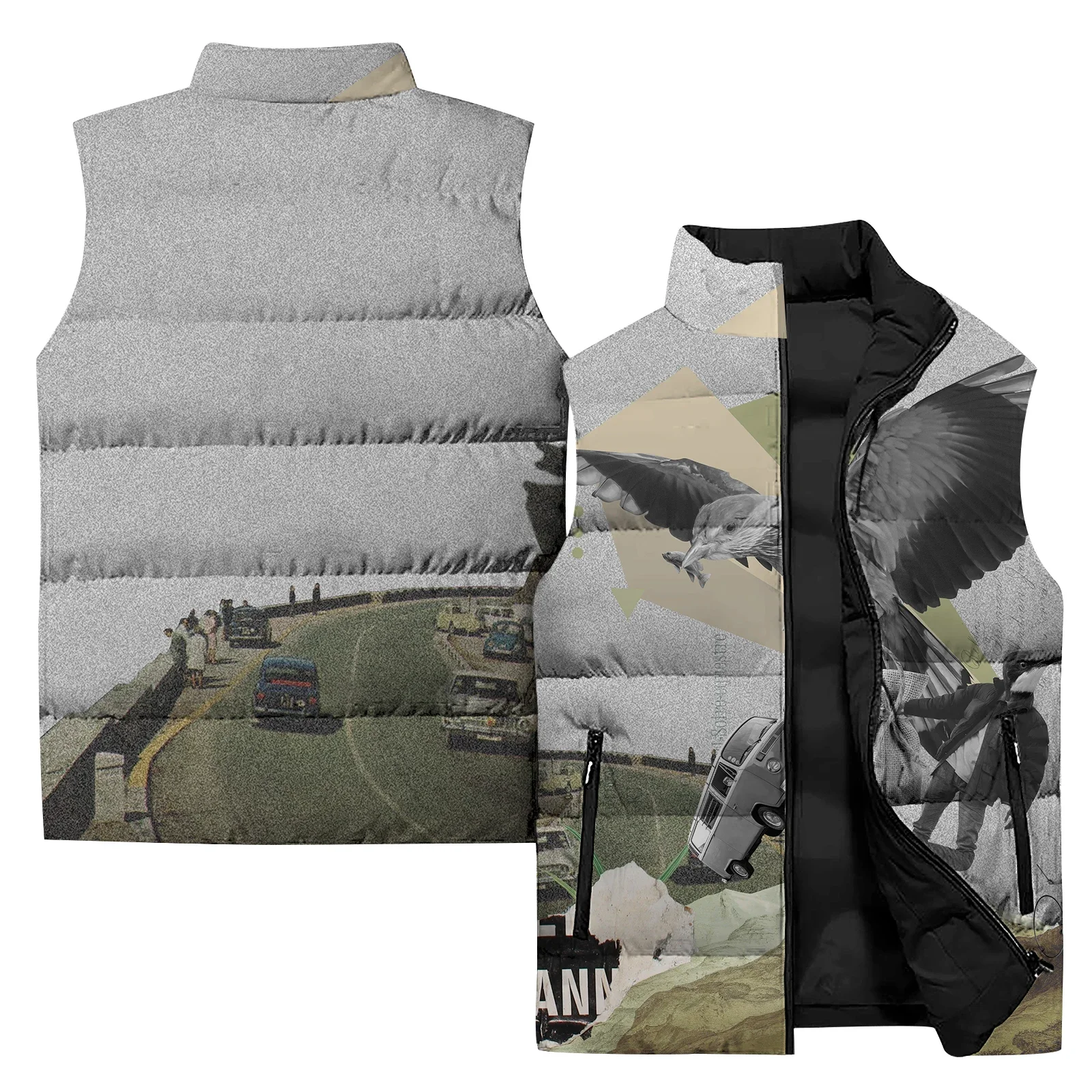 thumbnail image 1 of Chalecos de invierno para hombre, chaleco con estampado de moda de ave fénix, chaquetas y chalecos casuales cálidos para hombre 2024, chaleco de viento frío para hombre, 1 of 5