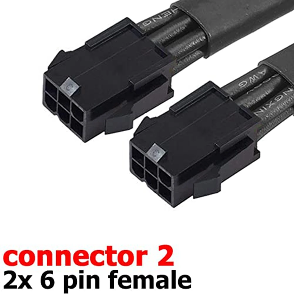 Dual 6 Pin Female to 8 Pin Male GPU Power Adapter Cable Braided Sleeved 20cm Power Sleeved Cable