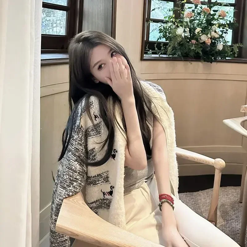 Cardigan for Women Spring Autumn Knitted Sweater Woman Outerwear Jacket Round O Neck Casual Clothing Sales Korean Streetwear Hot - 4
