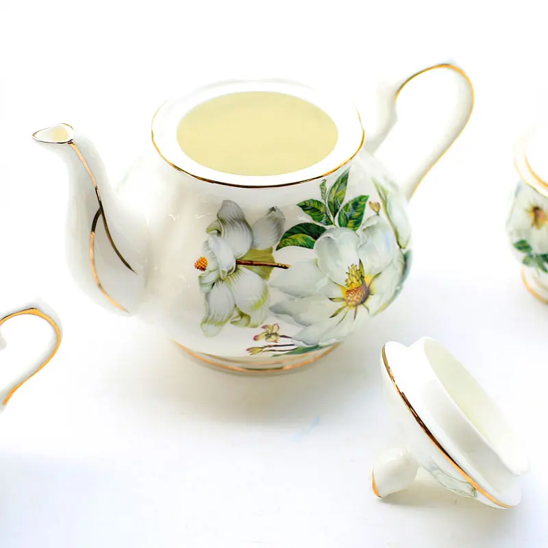 Enameled Tea Kettle Chinese Tea Set 1000ML Bone China Teapot for Tea Ceremony Party