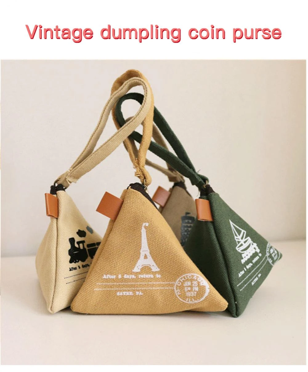  Unisex Canvas Coin Bag Retro Zongzi Zero Purse Female Mini Cute Money Card Wallet Earphone Bag Case Zipper Key Holder 