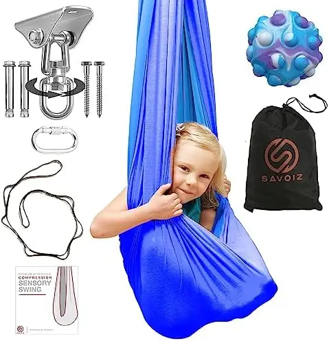 

Swing - Therapy Hammock Autism, ADHD, Aspergers - Double Layer Reversible Pink and Grey - Hardware Included - Indoor Swing - Out
