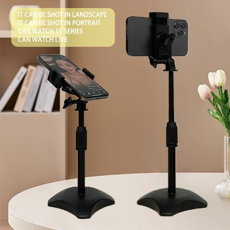 

A metal telescopic rod adjusts the height Holder Stable High ​Quality Support for iPhone/Xiaomi/Huawei Adjustable Phone Holder