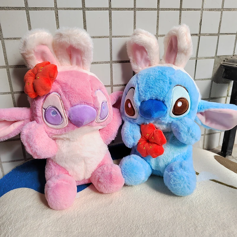 25Cm Disney Lilo And Stitch Coppia Peluche Cosplay Rabbit Kawaii Anime Angel Soft Stich Dolls Plushie Farcito Regalo Per I Bambini