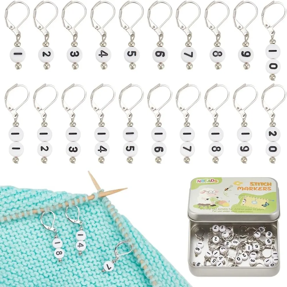 Number Stitch Markers Acrylic Crochet Stitch Marker Locking Marker with Iron Crochet Leverback Hoop crochet stitch markers