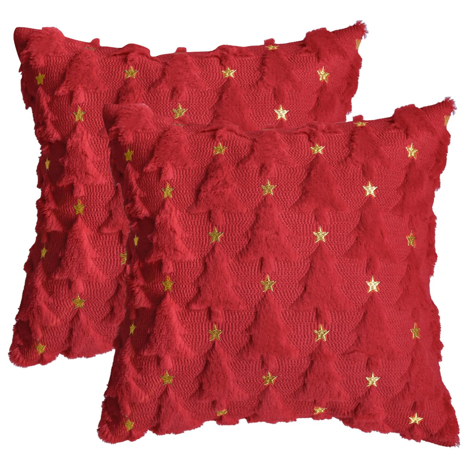 크리스마스 트리 쿠션 커버 귀여운 18x18 인치 세트 2개 쿠션 케이스 3월 휴일 홈 야외 장