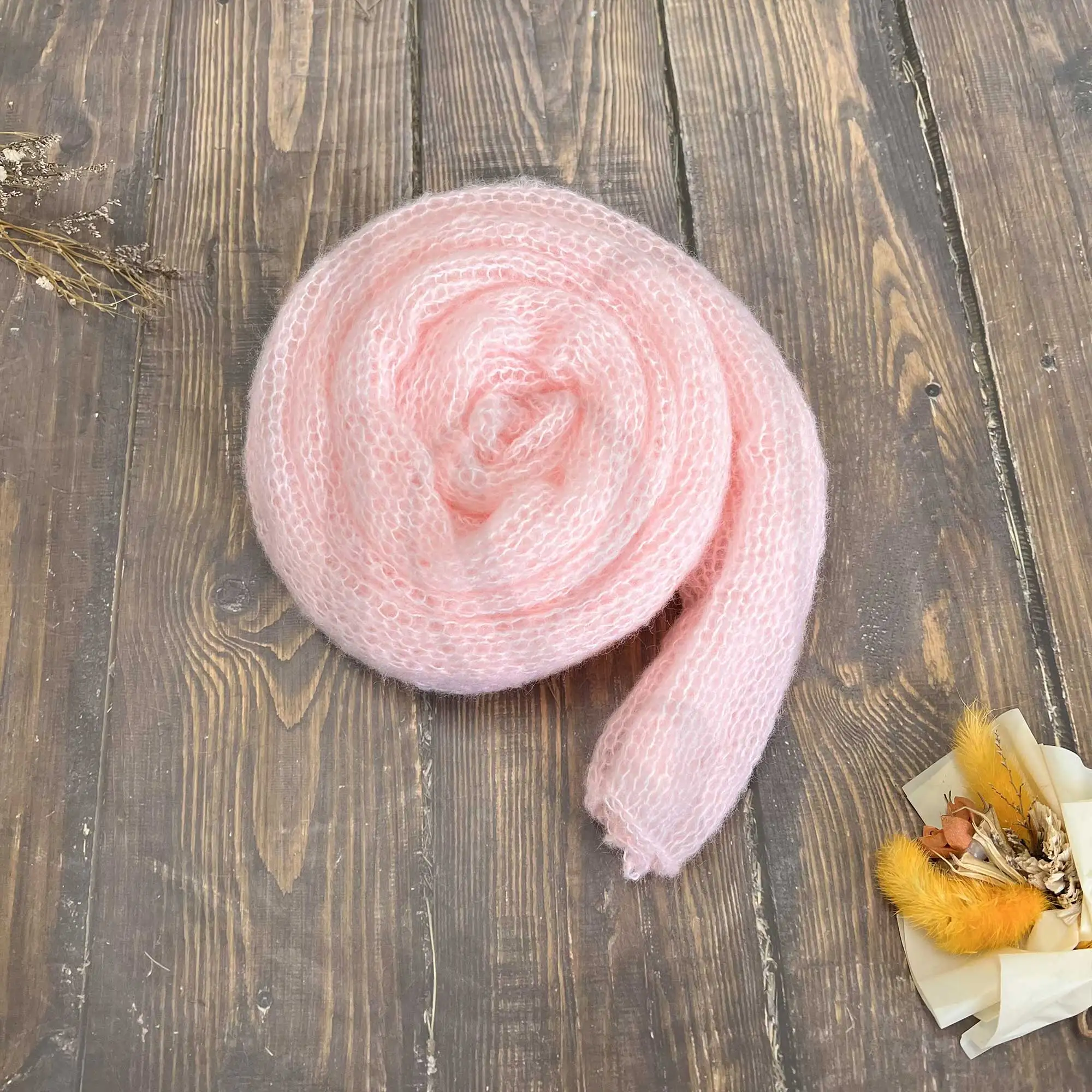 Don&Judy Soft Baby Photography Props Stretchy Wrap Hand Knit Mohair for Newborn Infant Photo Shoot Accessories Babyshower Gifts 4