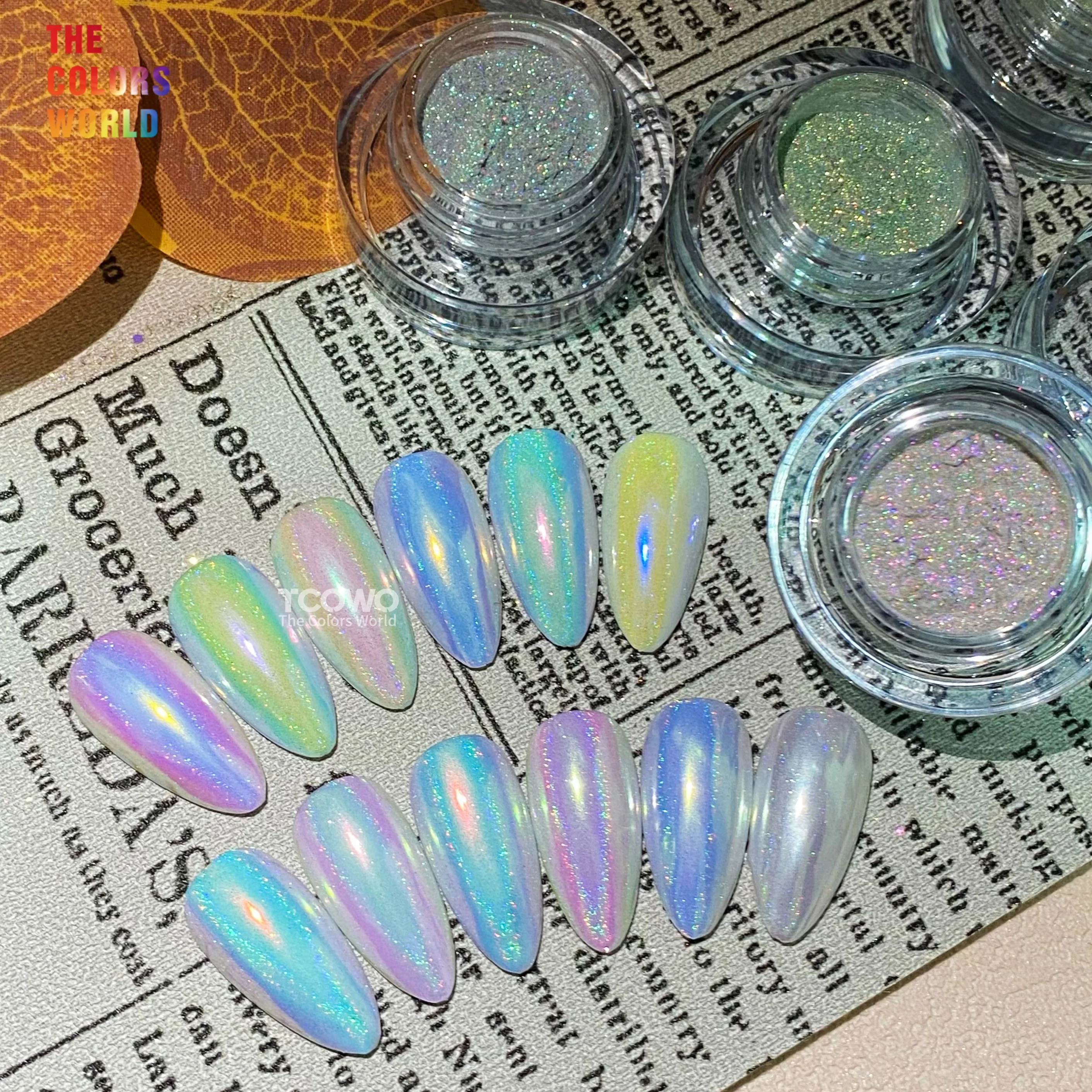 TCT-944 홀로그램 오로라 크롬 네일 파우더, 미러 크롬 네일 아트 글리터 안료, 오로라 마찰 먼지, 카멜레온 달빛