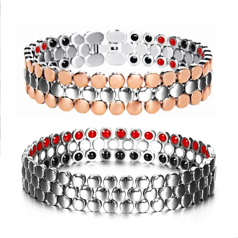

Titanium Steel Negative Ion Health Energy Bracelet Three-layer Spherical Stainless Steel Health Fashion Bracelet
