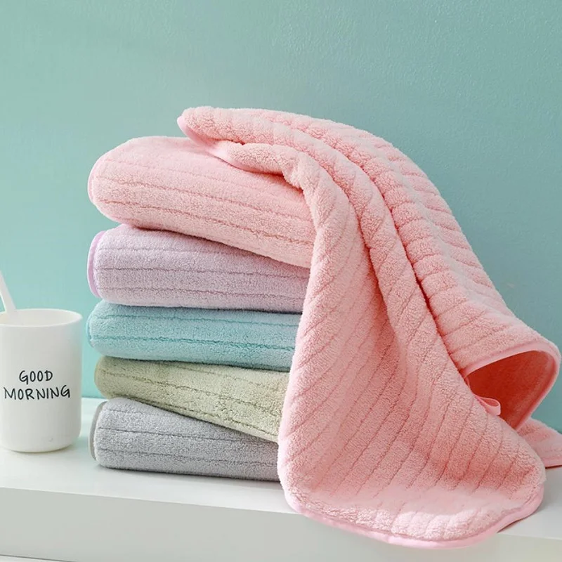 Coral Fleece Face Towels Striped Adult Soft Washcloth Absorbent Hand Towels Washbasin Facecloth Bathroom Shower Towels 14*29inch 4
