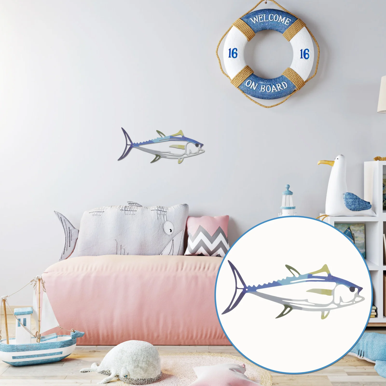 

Stainless Steel Shark Pendant Wall Decor Fish Creative Metal Shaped Hanging Ornament