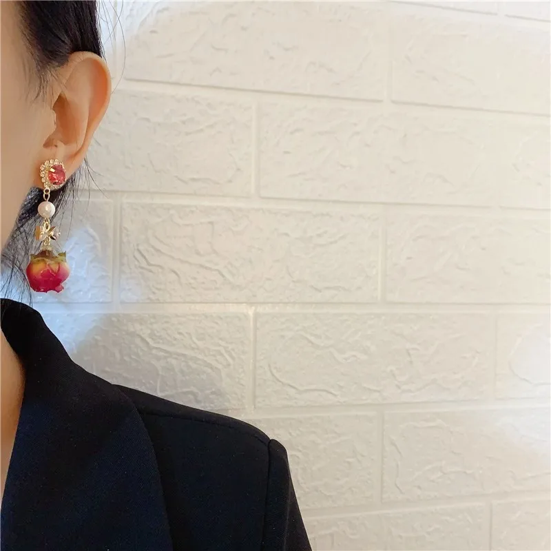 Red Rose Epoxy Resin Earrings Image 4