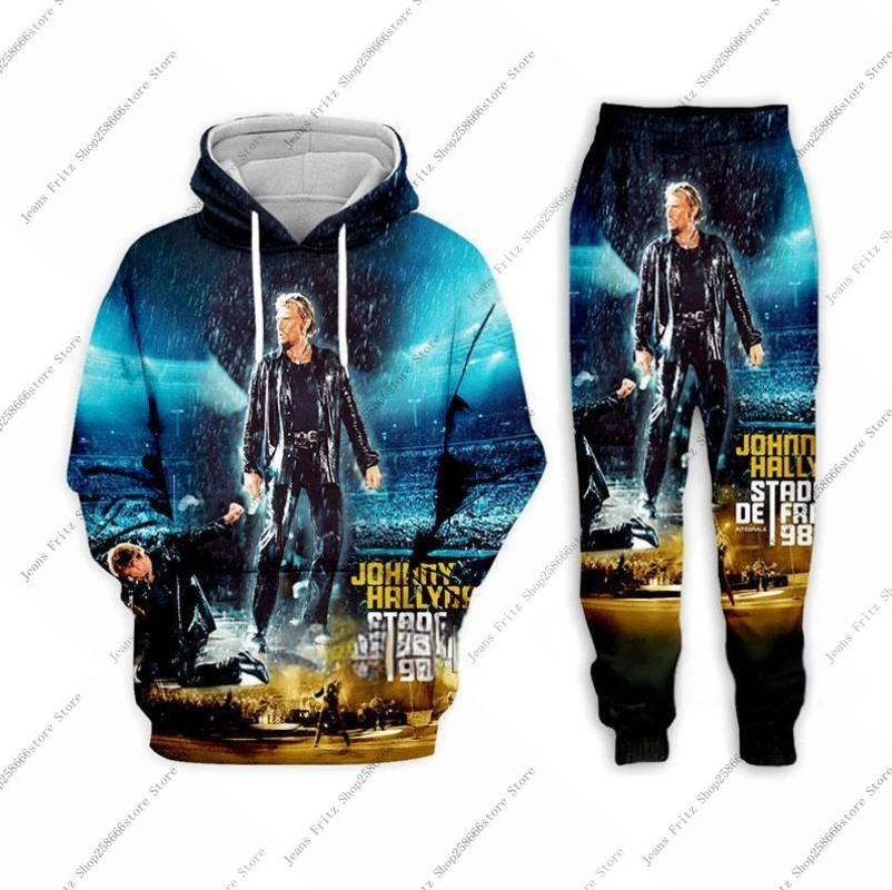 Johnny Hallyday 3d Print Hoodie Pants Suit Male Casual Sweashirt Pullover Men Tracksuit Set Fashion Men's Clothing 2Pcs Suits 6