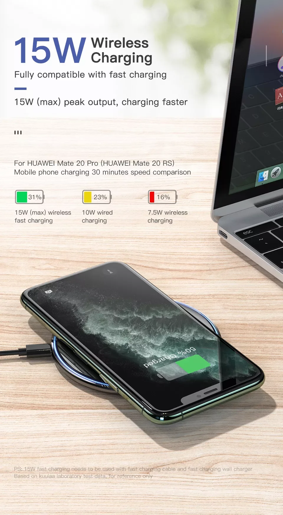 15W Mirror Wireless Charger for IPhone 13 12 Pro Max Fast Wireless Charging for Samsung Xiaomi Pad HuaWei