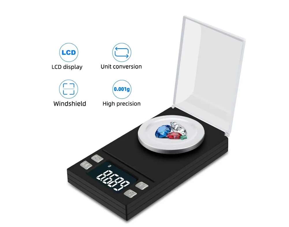 0.001g Digital Scale Milligram Scale Portable Pocket Battery Powered LCD Precisi