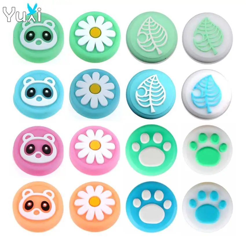 YuXi 4pcs 실리콘 캡 NS 스위치/라이트 조이 콘 컨트롤러 조이스틱 캡 스킨 고무 커버 용 아날로그 엄지 스틱 그립