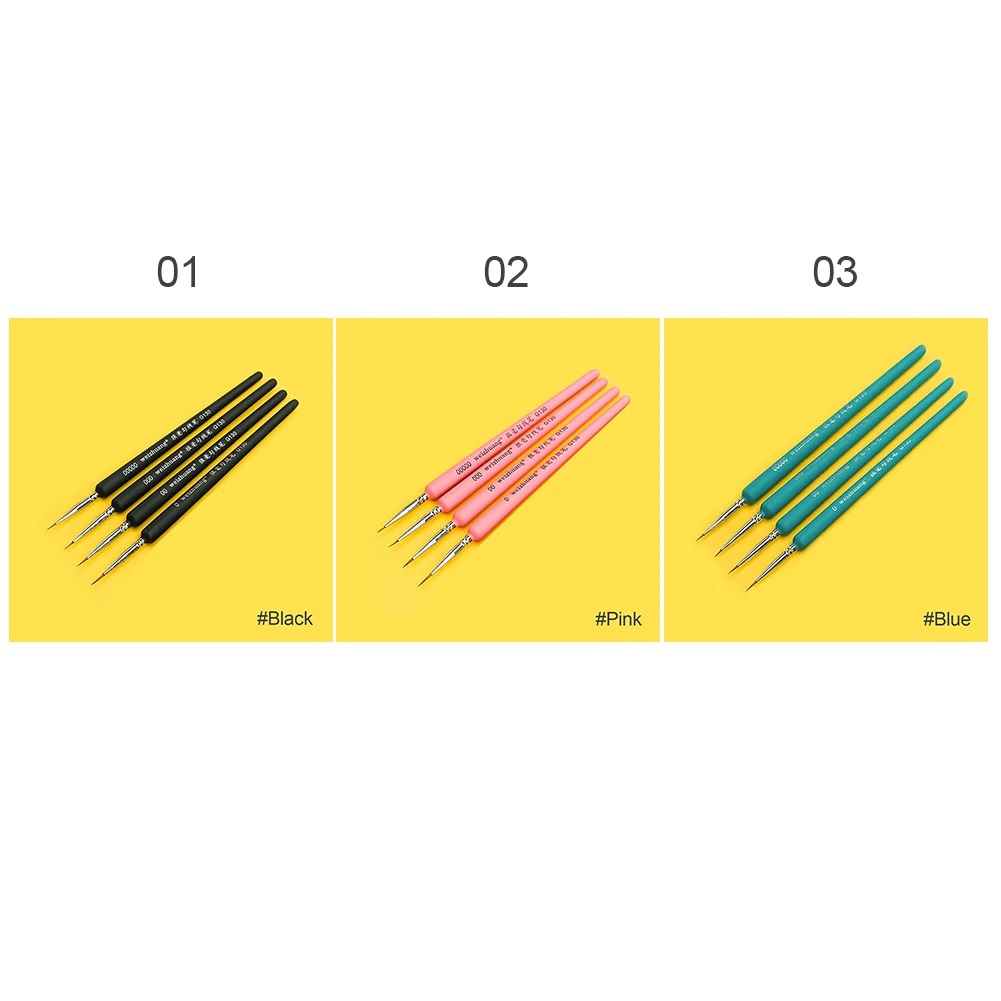 4Pcs 후크 라인 페인트 브러쉬 아트 문구류 유화 브러쉬 대나무/금속 헤드 중국 서예 브러쉬 펜 페인트 브러쉬