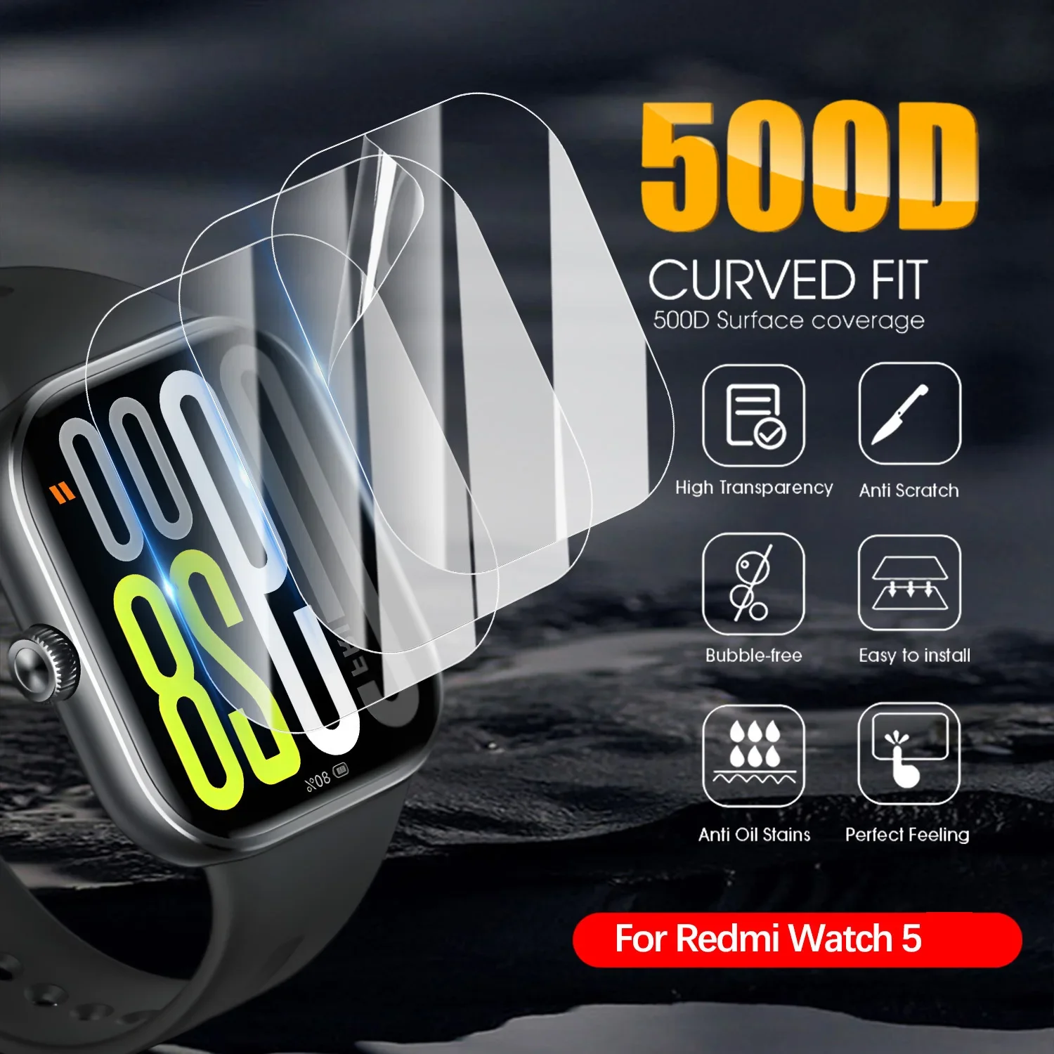Hydrogel Clear Screen Protector for Smartwatches - Pack of 1-5 Pieces