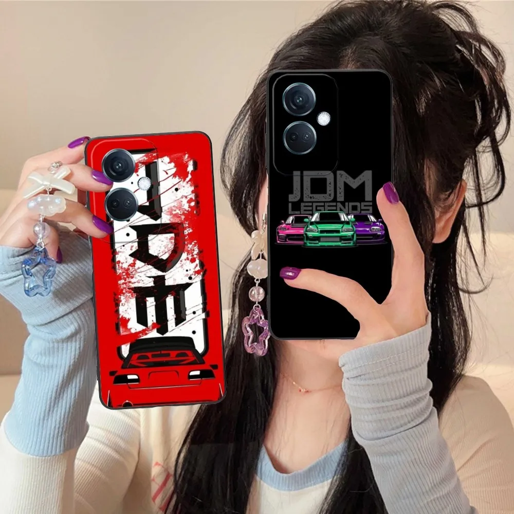 Smart Jdm Mobile Cell Phone Case For Oppo Find X5 X3 X2 A93 Reno 8 7 Pro A74 A72 A53 Black Soft Phone Cover Funda