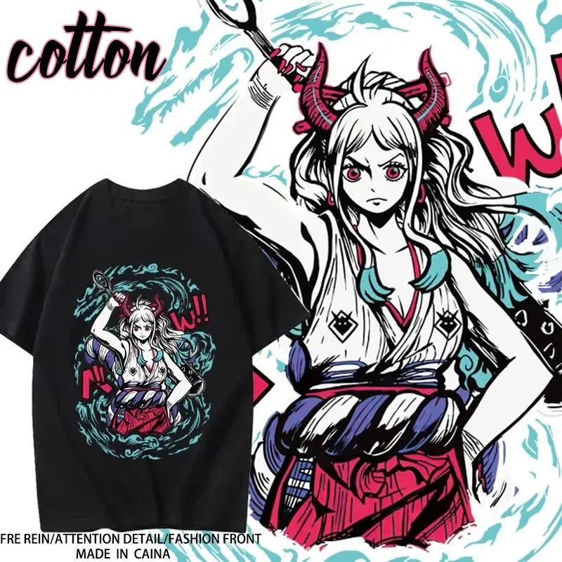 

Фирменная аниме футболка ONE PIECE Co с коротким рукавом и принтом персонажа мультфильма чудовище Кай Дуо дочь Ямато