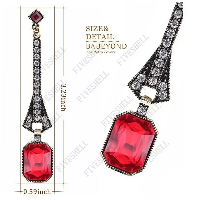 Art Deco Antike Vintage Flapper Stil Ohrringe Für Frauen Antik Gold Strand Party Ohrringe Vintage-Schmuck Drop Shipping – Detail 5