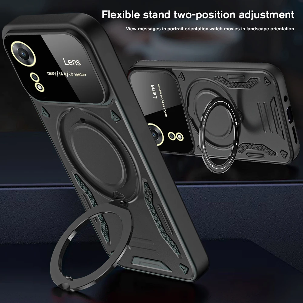 For Oppo A58 A58x A78 5G Case Camera Protect Magnetic Stand Funda