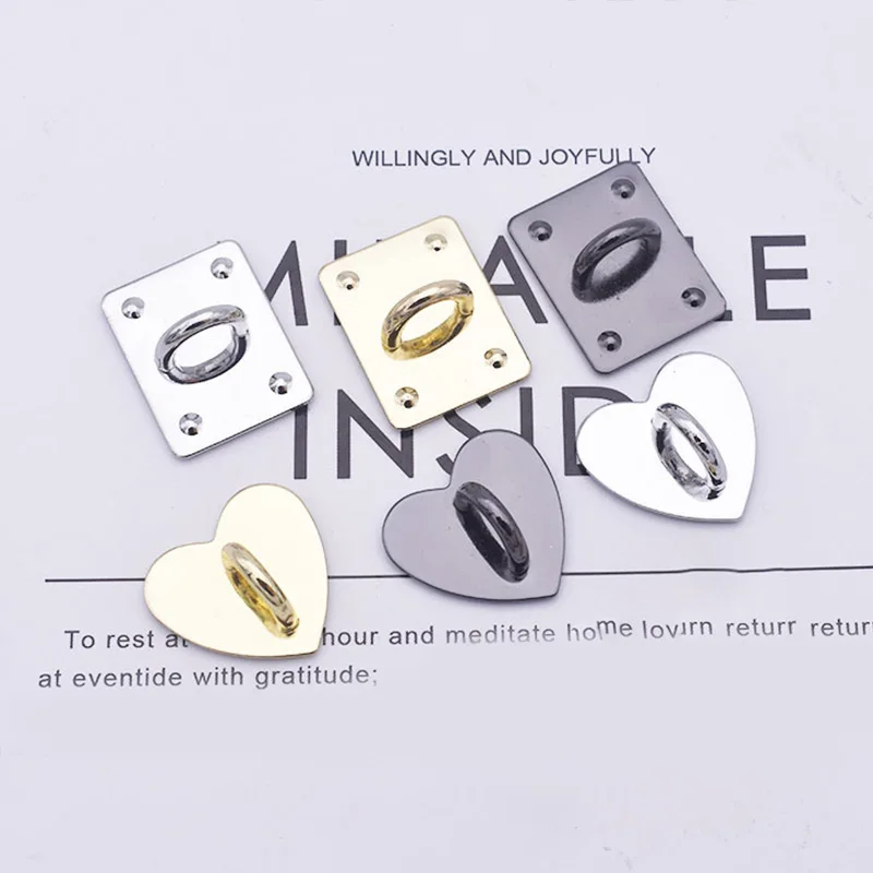 1PC Heart Round Square Metal Hook Charm Holder Stick On Self Adhesive  Mobile Phone Case DIY Shell Sticker Keychain Accessories