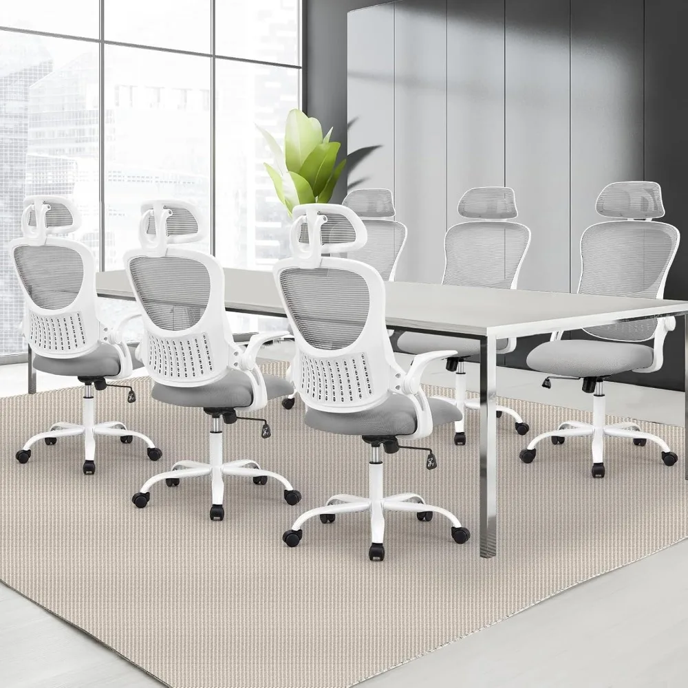 Office Computer Desk Chair, Ergonomic High-Back Mesh Rolling Work Task Chairs with Wheels and Adjustable Headrests,Study, Grey 2