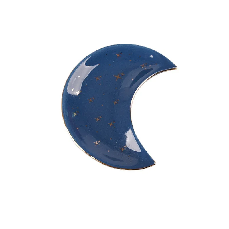 Ring Holder Decorate Moon Jewelry Tray Miss Organizer Plate Display Ceramics Dish