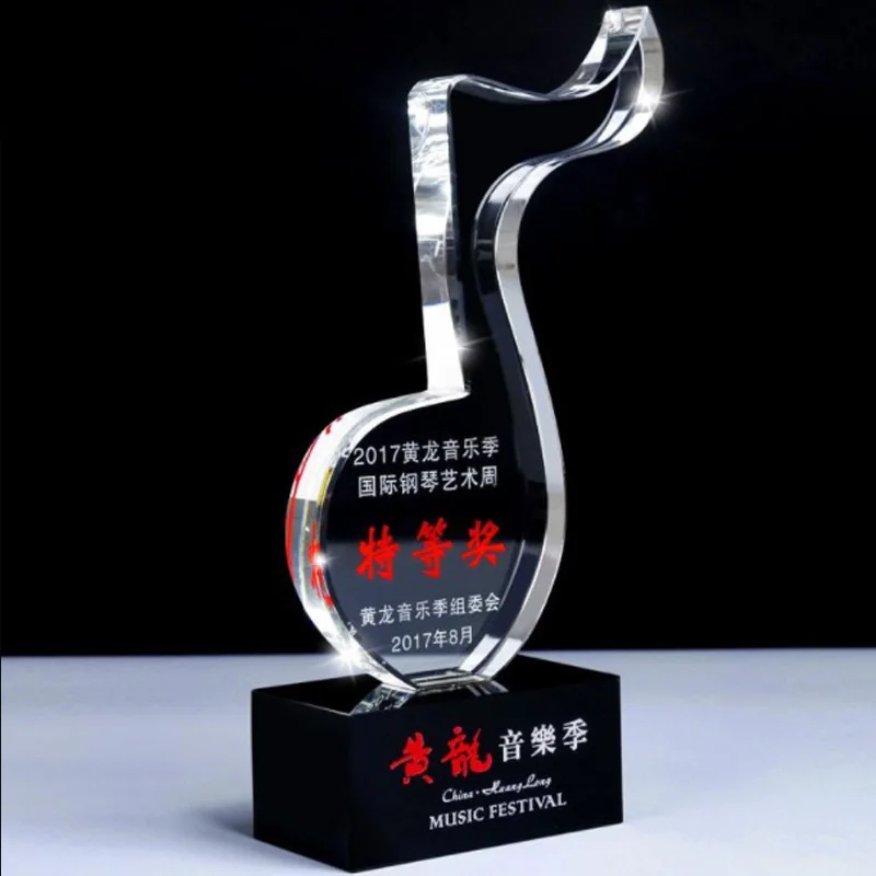 Creative Custom Music Note Crystal Trophy Singing Competition Excellent Annual Meeting Souvenir Gift Home Decoration Award Medal