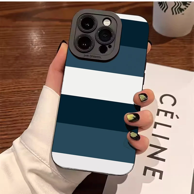 Blue White Striped Minimalist Phone Case Cover