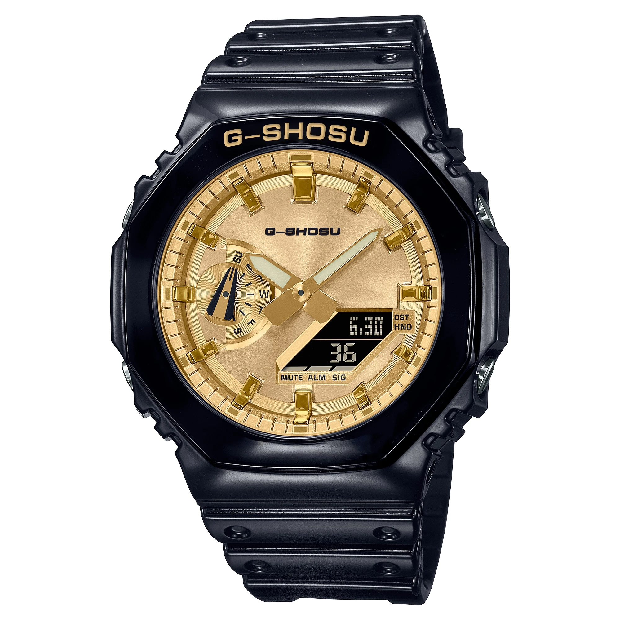 Electronic Sports Unisex Watch Full Function World Time LED Auto Hand Lifting Lamp Dual Display Oak Series 6