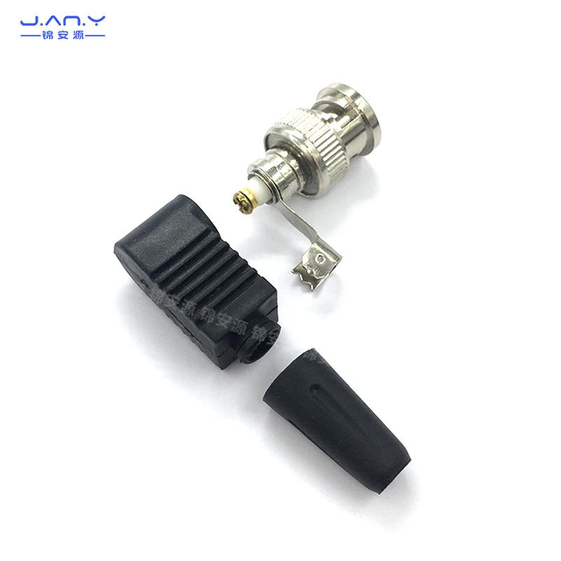 BNC male bending rubber Q9 head solderless plug L-shaped right angle 90 degree 75-5 wiring audio and video coaxial connector