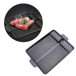 Smokeless Rectangular Barbecue Plate Kitchen Cooking Tool Portable Travel Outdoor Camping BBQ Grill Pan Non Stick Baking Tray