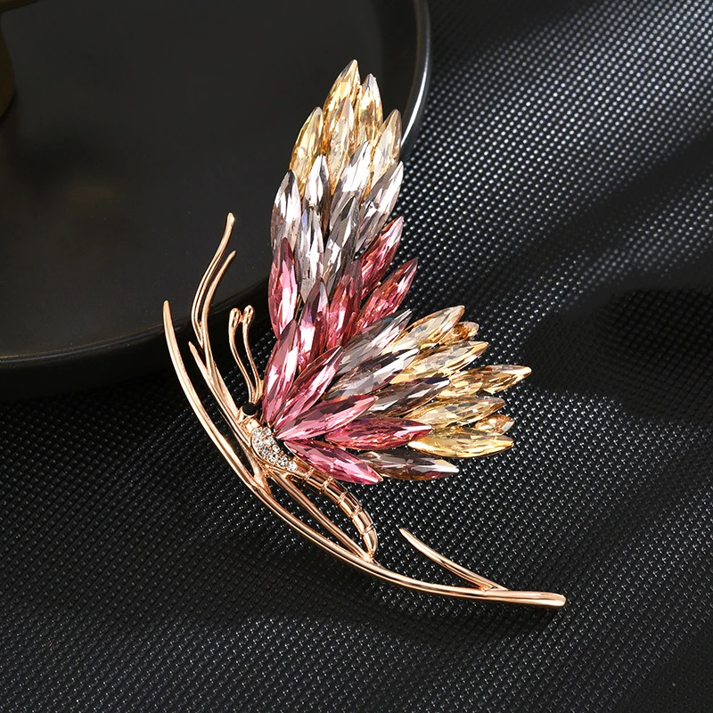 SUYU Gradual Butterfly Copper Micro Inlaid Cubic Zirconia Brooch Jewelry Gift Clothing Accessories