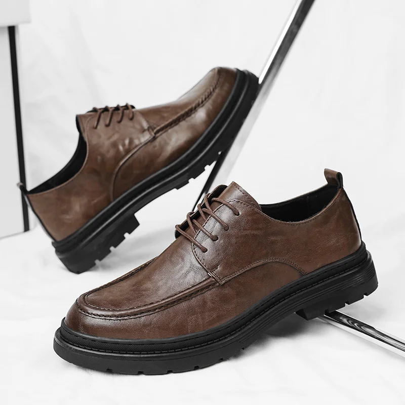 

Men's Genuine Leather Shoes Thick Soled Business Shoes Commuting Formal Shoes Minimalist Men's Work Shoes Free Delivery