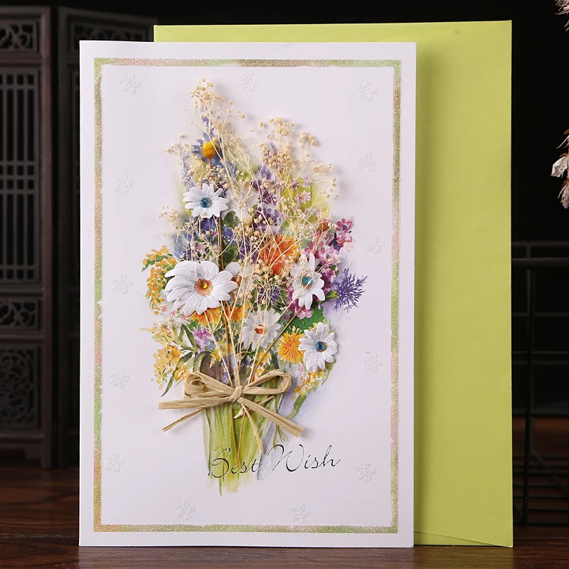 New Romantic Flower Birthday Christmas Card Greeting Cards Set Postcard Party Wedding Thank You Decorations Creative Girl Gifts
