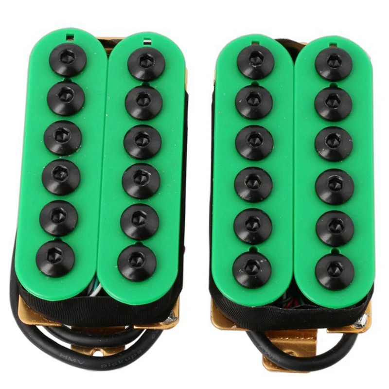 

4Pcs Double Coil Electric Guitar Humbucker Pickup Bridge&Neck Ceramic Magnet Invader Style Punk Green