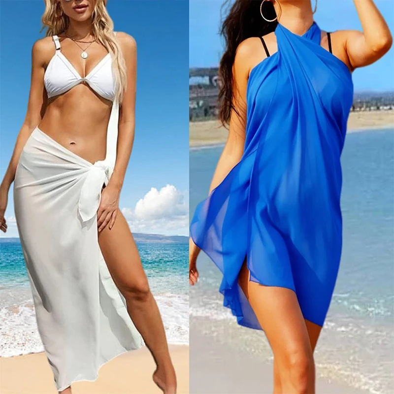 Summer Sexy Beach Skirts Women Beach Wear Chiffon Beach Wrap Skirt Towel Long Sarong Cover Up Sexy Bikini Scarf 4
