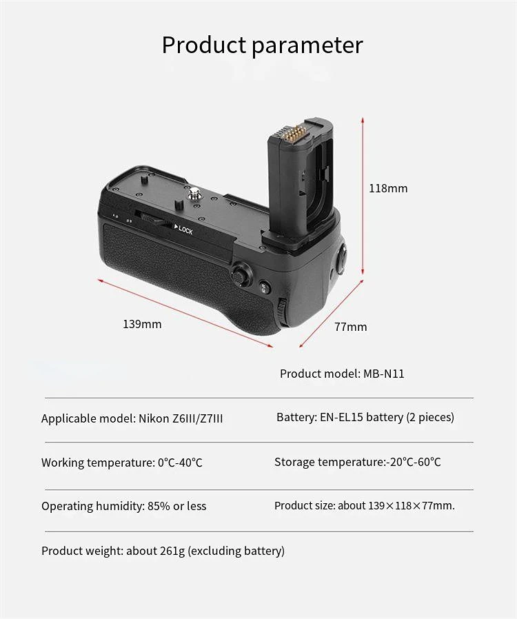 Description Picture 2 of itemMB-N11 Replacement Battery Grip for Nikon Z6II Z7II Battery Grip MB-N11