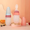 100ml Liquid Silicone Baby Feeder Rice Paste Fruit Puree Toddler Squeeze Feeding Bottle with Dispensing Spoon 1