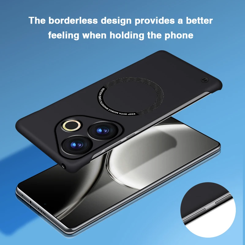 Durable Magnetic Hard Armor Phone Case with No-Border, Skin-Friendly Back Cover
