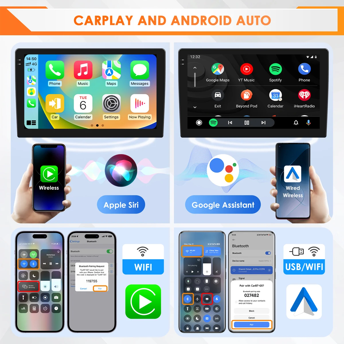 9"Android 12 Autoradio Carplay for Mitsubishi Outlander 2/Peugeot 4007/Citroen C-rosser multimedia Video player 4G GPS Stereo FM — view 4