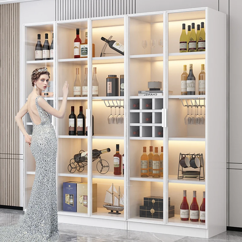 ガラスのインテリア 工業用棚ガラスショーケース、リビングルーム収納liquorキャビネット