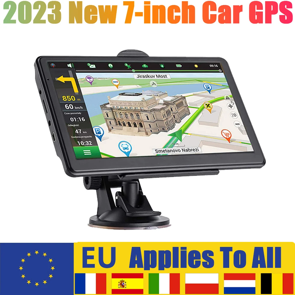 Nuova Navigazione Gps Per Auto Portatile 7 Pollici Touch Screen Navigatore Gps Camion Parasole Sat Nav 256M + 8G 2023 Mappa Europa Navigatori Gps
