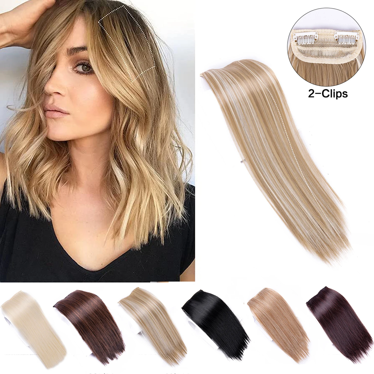 "Leeons Clip-On Hair Pad Natural Hair Extensions 4/8/12Inch Synthetic Hair Pieces Fake Hair 2 Clip-On Hair Накладки Для Волос "