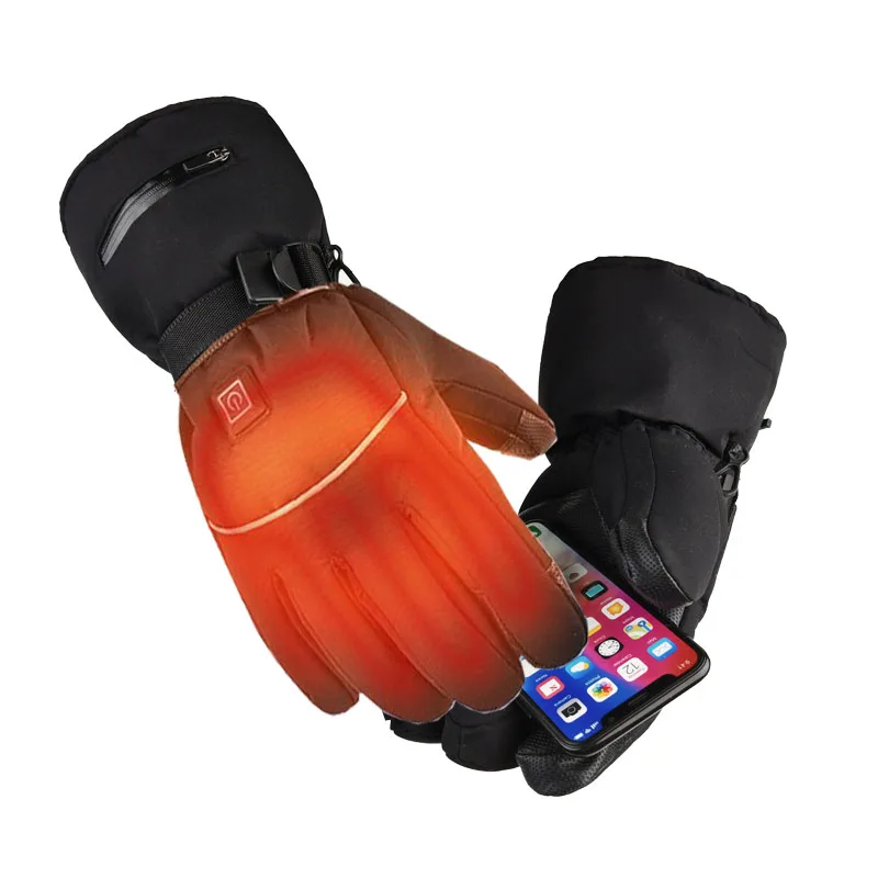Winter Velour Heating Hand Warmer Heater Outdoor Sports Hunting Hiking Skiing Ski Heated Gloves Rechargeable Lithium Battery