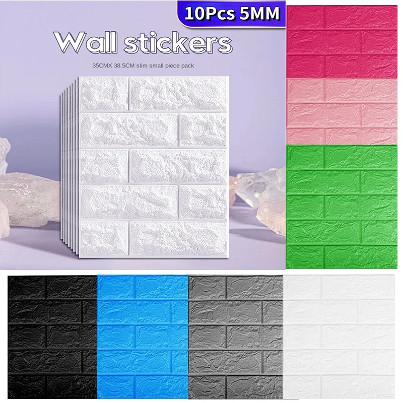 

10pcs 30X30cm 3D Brick Wall Stickers Self-Adhesive Panels Home Living Room Decor Foam Waterproof Wallpaper Background Decoration